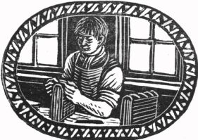 wood-engraving original print: Rounding & Backing for The London Bookbinders